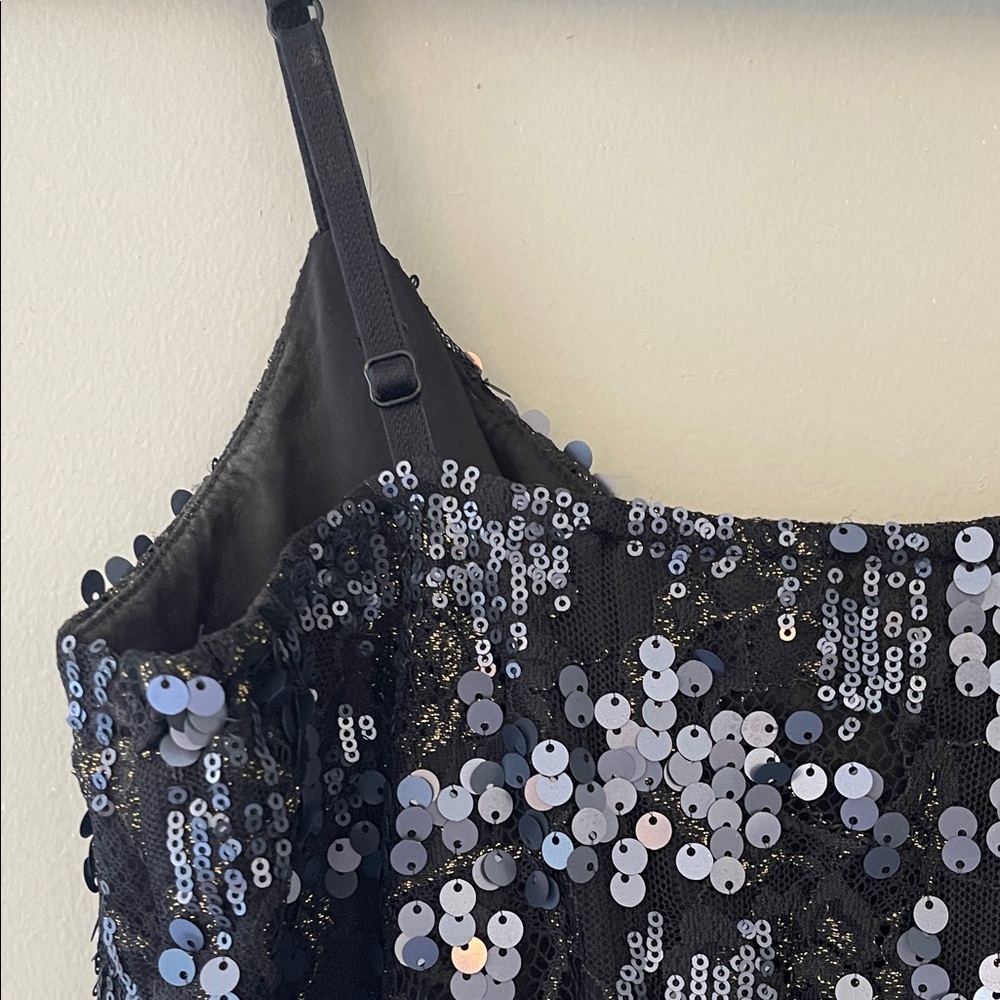 Express Black/Navy Sequin Mini Dress - Picture 5 of 5